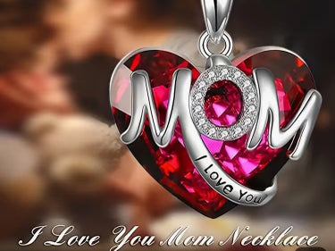 Sterling Silver heart-Shaped “Mom I love you” necklace
