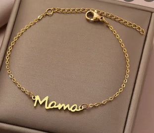 Fashionable Minimalist Style Stainless Steel “Mama” Bracelet